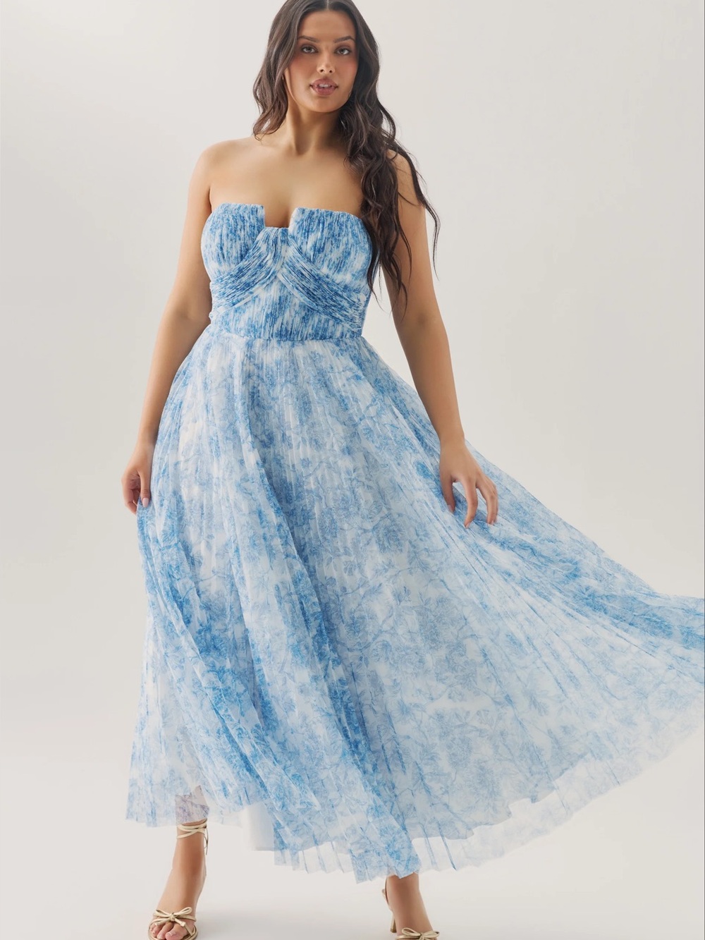 Hutch Corene Strapless Floral Tulle A-Line Midi Dress 16W NWT